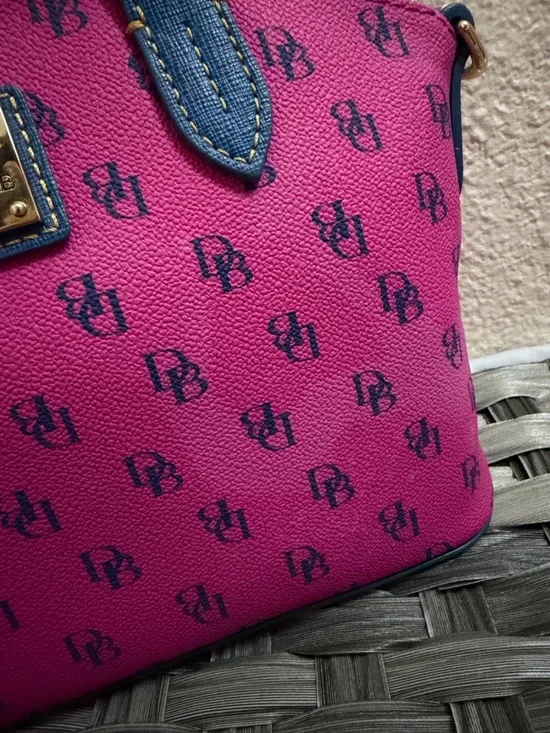 Dooney & Bourke Gretta Mini Top Handle Satchel - Pink Blue Crossbody DB Monogram - Picture 13 of 14